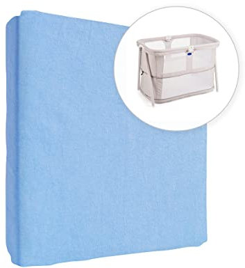 Jersey 100% Baumwolle Spannbettlaken für 95x65 cm Baby Reise Kinderbett Matratze (Blau)