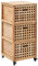 Makastle Badezimmerschrank Badschrank mit 3 Körben, Natur freistehender Unterschrank Küchenschrank mit 4 Rollen, Sideboard Beistellschrank für Bad Wohnzimmer, 41x41x91 cm