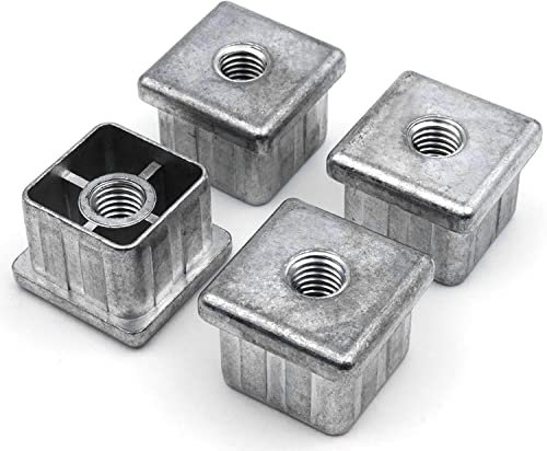 Design61 Lot de 4 bouchons filetés pour tubes carrés en zinc moulé sous pression 40 x 40 mm x 2 mm avec filetage intérieur M10