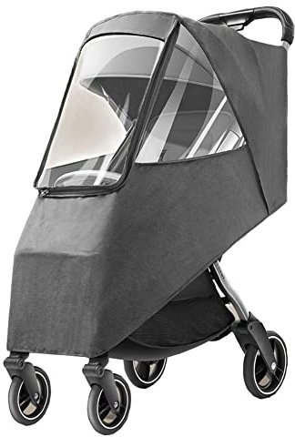Universelle Habillage Pluie pour Poussette Bébé Housse de Pluie Poussette Canne en Lin Imperméable Habit de Pluie Landau Coupe-vent Anti-froid Bâche Pluie Anti-poussière avec Sac de Rangement,Gris