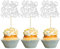 Gyufise 24 Stück 2025 Happy New Years Cupcake Toppers Silber Glitzer 2025 Happy New Year Party Dekorationen für Happy 2025 Cheers to 2025 Hello 2025 Silvester Party Dekorationen Supplies