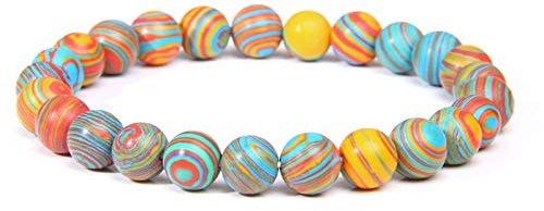 Naturstein Buntes Malachit-Perlen-Armband – 8 Mm Elastisches Seil, Runde Edelstein-Perlenarmbänder Für Damen Und Herren, Klassische Energie, Yoga, Chakra, Schmuck, Charm, Trend-Accessoires, Gesche