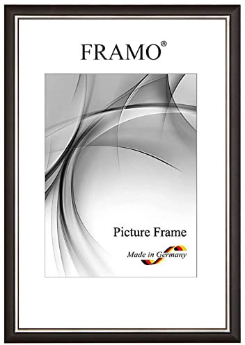 FRAMO Holz Bilderrahmen 75 x 98 cm aus Massivholz | Schwarz Silber | Farbe/Größe wählbar | Rahmen für Poster | Puzzle | Foto collage N°064
