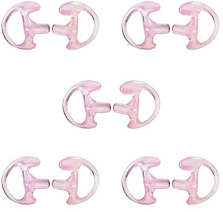 HYSHIKRA Replacement Soft Earmould Earpiece Earbud Air Acoustic Headset Earplug for Walkie Talkie Coil Tube Audio Kits,5 Pairs (Pink, Small)