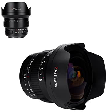 7artisans 7,5 mm F3.5 Fischaugen-Kameraobjektiv, Ultra-Weitwinkel, kompatibel mit Canon EF APS-C DSLR-Kamera
