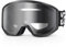 EXP VISION Skibrille, Anti-Beschlag, Schnee- und Snowboardbrille, OTG-Doppelscheibe mit 100 % UV400-Schutz, für Damen und Herren (schwarzer Rahmen, klar)
