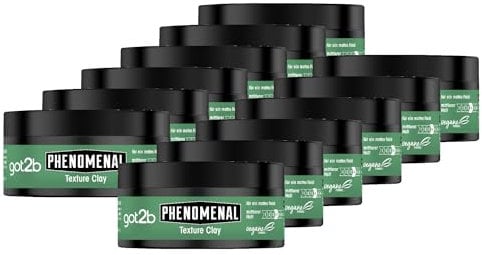 got2b Schwarzkopf Phenomenal Texture Clay Halt 5 (12x 100 ml), Haarwax für Männer verleiht einen phenomenalen, matten Barbershop Style, für kürzeres Haar geeignet, vegane Formel