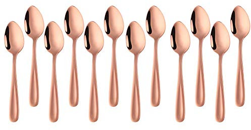SBOMHS Teelöffel 12 stück aus Edelstahl Kaffeelöffel 13,5 CM kleine Löffel Espressolöffel Dessertlöffel Mini Teaspoons Metall Mokkalöffel (Roségold)