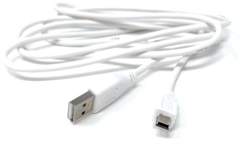 1.8m Mini USB to USB 24AWG 2.0 Hi-Speed 2.0 A-Male to Mini-B 5pin Cable Power & Data Lead (6ft, White)