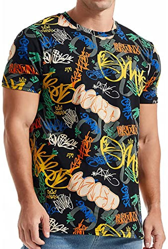 Generic Herren Mode Krawatte Dye T-Shirt Casual Print T-Shirt Graffiti T-Shirt Casual