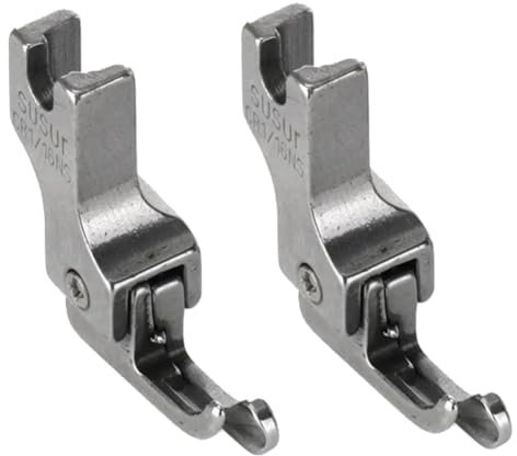 CR1/16NS Lot de 2 pieds presseurs industriels pour machine à coudre avec guidage étroit, fermeture éclair, pieds de biche universels, durables, CR1/16NS (0,2)
