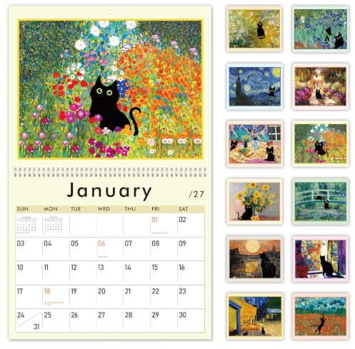 GuassLee Cat Wall Calendar 2026-2027, Vertical Wall Calendar 2026, 19-Months Hanging Art Calendar Jun. 2026 to Dec. 2027, 14 x 23 Monthly Planner Wall with Thick Paper for Office School Home Teacher