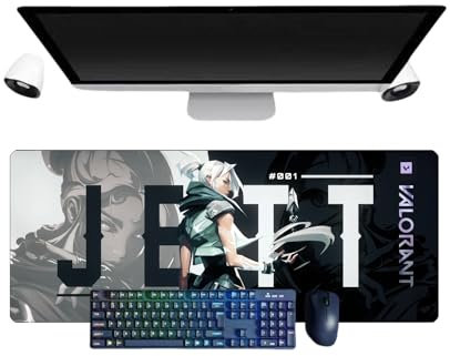 Valorant Jett XL Multifunction Gaming Mouse Pad, 800 x 300 mm, Waterproof Gaming Keyboard Mouse Mat and Non-Slip Rubber Base Textured Surface