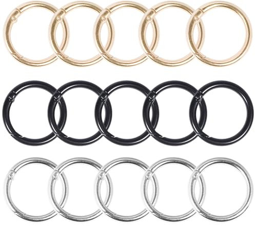 Prebarfun 30 Stück Schlüsselanhänger Ringe, 25mm Schlüsselringe Edelstahl Federverschluss Runde Frühling O Ring, Schlüsselanhänger Zubehör DIY für Schlüssel und Handwerk, 3 Farben