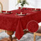 Romanstile Tischdecke Weihnachten abwaschbar 140x240 Rot Luxuriös Jacquard-Damast Muster wasserabweisend Tischtuch Table Cloth für Geburtstag,Feste,Silvester,Party,Jahrestag,Restaurant,Christmas