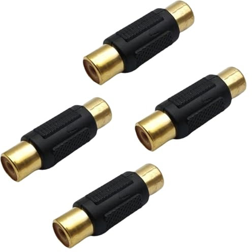 Comforty 4 pezzi connettore RCA femmina a femmina audio video adattatore per altoparlante, cavo RCA, fono, amplificatore