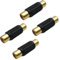 Comforty 4 pezzi connettore RCA femmina a femmina audio video adattatore per altoparlante, cavo RCA, fono, amplificatore