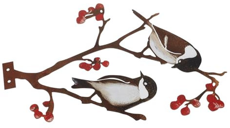 KONTONTY Metall Wandkunst Vogel Baum Dekor Schlichtes Design Für Außenbereich Garten Terrasse Mit Strukturmuster