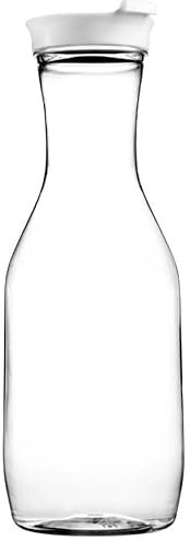 Decorline Pichet à Eau Rond en Plastique avec Couvercle Blanc, Carafe à Eau Rigide Réutilisable Idéal Pour Utilisation Quotidienne À L'intérieur Ou À L'extérieur - Pichet 900ml - Lot De 3
