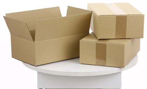 WePack 50 Stück Faltkarton 200x120x80 mm Aussenmaß Versandkarton klein E-commerce Karton Welle B 320 g Braun Kartonage Verpackung Postkarton Versandschachtel Paket Päckchen