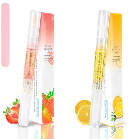 Lot de 2 stylos à huile pour cuticules pour le soin des ongles, huile pour cuticules pour ongles avec lime à ongles, huile à ongles pour éviter les fissures sèches et les ongles suspendus, nutrition