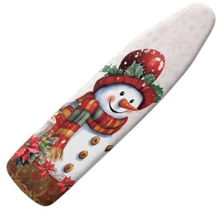 KUIFORTI Cute Snowman Ironing Board Cover Iron Table Cover Foldable Collapsible Ironing Table with Extra Cover Christmas Decorations Ironing Board Protective Cover Full Size with Padding