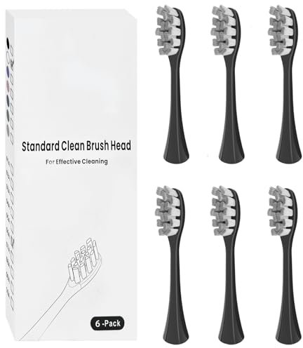 6 Stück Bürstenköpfe Kompatibel mit Oclean Elektrische Zahnbürste, Ersatzbürsten Aufsteckbürsten Passend für Oclean Flow, X Lite, X Pro, X Pro Elite, X Pro Digital usw (Schwarz)