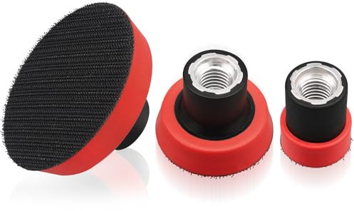 MOGRQAP 3 Stück Schleifteller Polierteller, Klett Schleifteller 1 Zoll/ 2 Zoll/ 3 Zoll, M14 Polierpad Adapter für Schwingschleifer Bohrmaschine Polierer-Zubehör