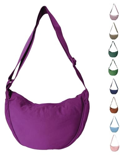 Uwiyo Borsa a Mezzaluna da Donna, Borsa per Ravioli in Nylon Borsa a Tracolla Hobos Borsa a Mezzaluna Portatile Borsa a Tracolla con Tracolla Regolabile per uso quotidiano (Viola Scuro)