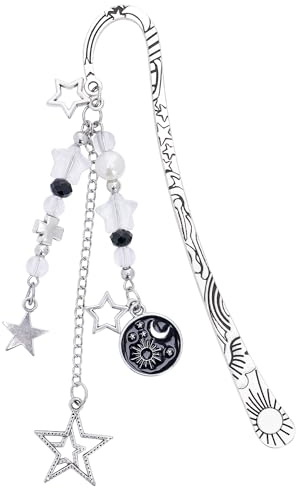 Berirexrion Acotar Mond-Lesezeichen – Vintage-Lesezeichen mit silberfarbener Kette und Metallquaste für Damen und Herren, Leser, Roman, Liebhaber, Fans von