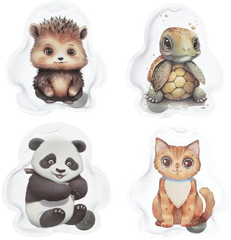 4er Set Taschenwärmer | Tierische Handwärmer - Katze, Hund, Dackel | Widerverwendbare Wärmepads zum Knicken - 60 Minuten wohlige Wärme für die Hosen-Tasche (Panda, Katze, Schildkröte & Igel, 4er Set)