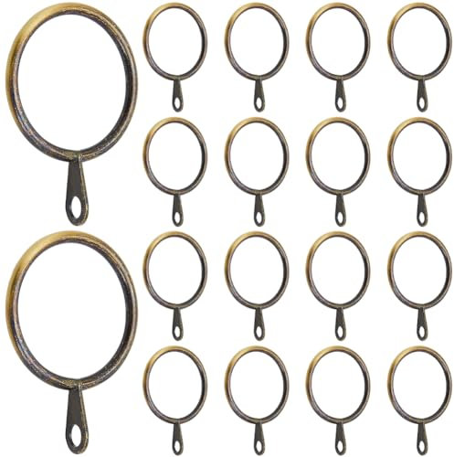 SOFPLATE 40 pieza de Anillos de Cortina de Metal de Bronce, Anillos de Gancho para Cortinas con Ojal Plano, Redondos de 1.18 pulgadas, de Hierro Cepillado, para Colgar Cortinas, Anillos de Clip Desliz