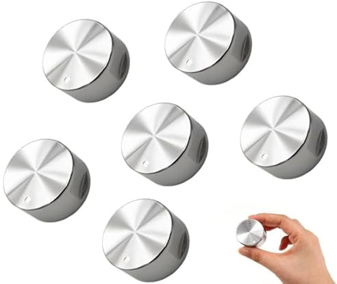 COZERI 6pcs Gasherd Drehknöpfe 6mm, Metall Drehknöpfe für Gasherd & Kochfläche, Universal Ersatzknöpfe mit Locks & Steuerung für Ofen und Backofen Schalter, Temperaturbeständig, Küchen Zubehör