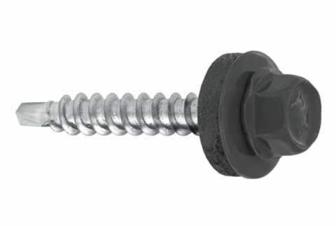 Trapezblechschrauben Bohrschrauben mit EPDM Dichtscheibe für Holzunterkonstruktionen - Blechbohrschraube für Holzuntergrund (RAL7024 - Graphitgrau, 4,8 х 35 mm (250 Stück))