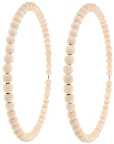 KONTONTY 2 Stück DIY Holzperlen Kranz Hoop Bastelkränze Für Halloween Weihnachtsfeier Dekoration Und Kreative Projekte 30 Cm