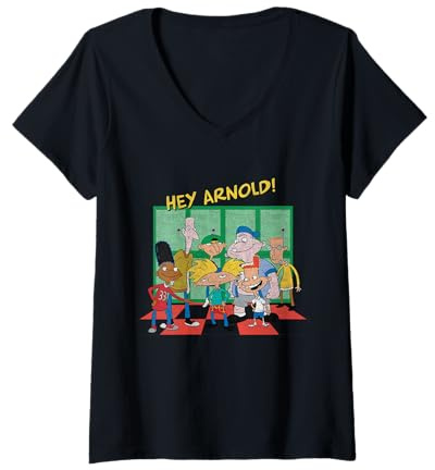 Damen Hey Arnold Alle Charaktere in der Schule T-Shirt mit V-Ausschnitt