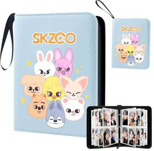 Stray Kids Fotokarten 400 Taschen, Kpop-Sammelalbum mit 4 Fächern, insgesamt 50 Seiten, süßer Cartoon-Fotokartenordner, Idol-Cartoon-Fotoschutzalbum, Geschenke für Jungen und Mädchen
