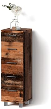Livinity Midischrank Eisak, Eiche rustikal, 30 x 95 cm | mit 5 Schubladen