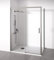 Mampara de Ducha Angular 1 Corredera + 2 fijos - Sin Perfilería Inferior - Cristal Transparente Templado 6mm - Plata Brillo - Ancho Adaptable 150-155x72-75 cm - Posición Puerta derecha - Alto 195cm