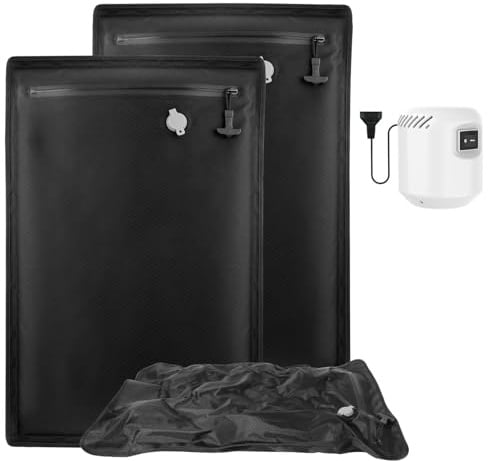 Puersit Vakuumbeutel für Koffer mit Pumpe - IP67 Wasserdicht Wiederverwendbare TPU Vakuumbeutel für Bettwäsche Reise Wandern (Schwarze 2PC + Pumpe, 40 * 60cm)