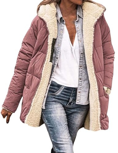 Winterjacke Damen Warm Gefüttert Jacke Herbst Winter Mantel Steppmantel Oversize Winterparka Fleecemantel Frauen Outdoor Jacken Mit Kapuze