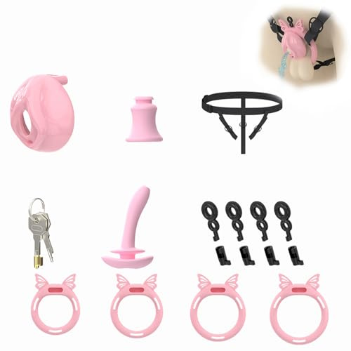 Peniskäfig Keuschheitskäfig Für Herren Mini Vaginal Design Mit Katheter Und 4 Ringe Chastity Cage Penis Cage Fetisch Bondage Chastity Belt Crossdresser Set(C)