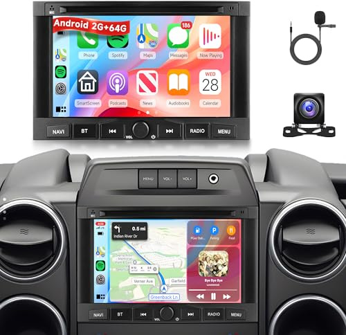 2G+64G Autoradio Android per radio Peugeot 3008/5008 Partner Citroen Berlingo 2010-2016 7'' Schermo Stereo con Carplay Senza Fili Android Auto FM/RDS/EQ Navi GPS WiFi Mirror Link Bluetooth Retrocamera