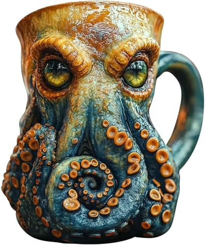 Cthulhu Bierkrug Kaffeebecher 3D Oktopus Mittelalter Pirat Wikinger Deko Drachen Mottoparty (Das unbeschreibliche Ding auf dem Meeresboden)