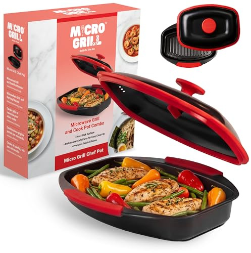 Micro Grill Chef Pot™ Microwave Cooking – Versatile Microwave Food Cooker with Lid – Microwave Safe Steamer & Soup Pot – BPA-Free, Dishwasher Safe, Ideal for Fast Meals & Healthy Cooking