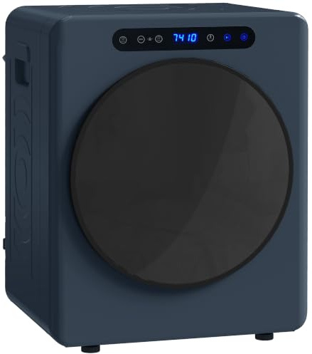 HOMCOM Mini Ablufttrockner 5kg Wäschetrockner mit Sterilisation, Blau | 6 Programmen bis zu 60℃, 1000W Trockner mit Touch-Screen, Knitterschutz, Edelstahltrommel, Extra-Trocken-Modus