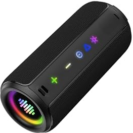 TIMU Bluetooth Lautsprecher mit Licht, Bluetooth 5.4 Musikbox, 25W Dual Lautsprecher, Dualen Bass-Treibern, 20 Std Akku, IPX7 wasserdicht, TWS Paarung, AUX, TF Karte, Geeignet Outdoor/Party/Reisen