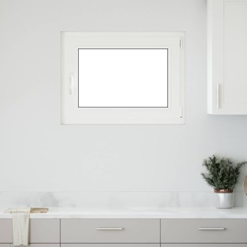 Sinkzol RISOR - Finestra per cantina, 80 x 70 cm, vetro in PVC bianco, telaio da 60 mm, 5 camere, inclinabile, girevole, per ventilazione e luce in cantina, installazione in interni