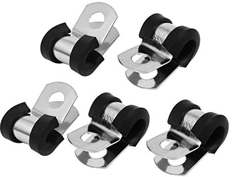 sourcing map 5stk 6mm Dmr. EPDM Gummi Gefüttert P Klemme Kabel Schlauchklemme Halter de