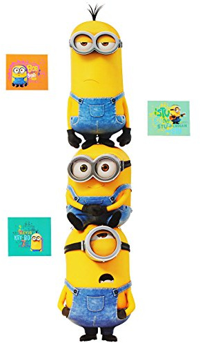 alles-meine.de GmbH 4 TLG. Set große Wandtattoo/Sticker - Minnion - Ich einfach unverbesserlich/lustiger Stapel - Wandsticker - Aufkleber für Kinderzimmer - selbstkle..